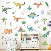Dinosaur Wall Decals- Dino Palm Tree Wall Stickers Peel and Stick Wall Decor for Boys Room Bedroom Living Room Nursery Classroom Playroom Home