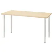 MITTCIRKEL / OLOV desk, lively pine effect/white, 140x60 cm