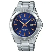 在飛比找momo購物網優惠-【CASIO 卡西歐】潮流大器不鏽鋼日期顯示指針紳士錶-藍面