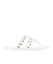 Valentino Garavani Rockstud Open Toe Flat Sandals 36,38,39 White