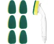 Rinse stick, 1 rinse stick with 7 replacement heads, dishwasher sponge with handle, scrubbing sponge.