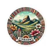 Zimbabwe Landscape Round Sticker, Indoor Outdoor Vinyl Decal, Laptop Sticker