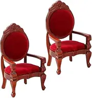 TOYANDONA 2pcs Solid Wood Doll House Chair Miniature Furniture Red 1:12 Scale Toddler Toy Accessory
