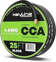 4 Gauge Wire - 25ft Black | Best Used for Battery Cable, Marine Speaker, Solar Systems for RV Trailer, Car Audio Speaker Wiring, 4 AWG Automotive Copper Clad Aluminum (CCA)