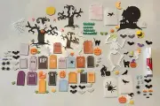 Halloween Scrapbook Die Cuts Pumpkins Ghost Skeleton Bat Spiders Cats Tombstones