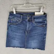 American Eagle Next Level Stretch Hi-Rise Mini Cut Off Jean Skirt Women's size 4