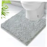 Toilet Rug U-Shaped,Super Absorbent Chenille Bathroom Rugs 20"x 20" Light Grey