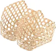 WHAMVOX Cane Basket Storage Handwoven Bamboo Storage Basket Decorative Fruit Vegetable Hanging