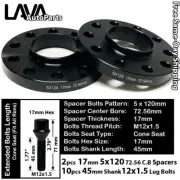 2PC 17MM THICK 5X120 72.56MM C.B WHEEL SPACER + 45MM 12X1.5 BOLT FIT BMW MODEL (for: BMW)