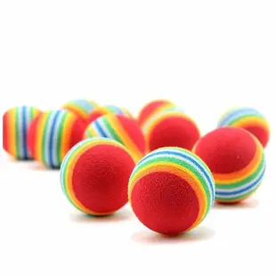 貓咪球類玩具貓球寵物小狗彩虹彈力啃咬靜音EVA橡膠實心球逗貓球