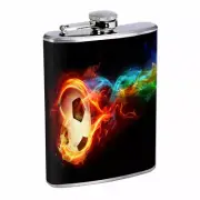 Rainbow Soccer Fire Em1 Flask 8oz Stainless Steel Hip Drinking Whiskey