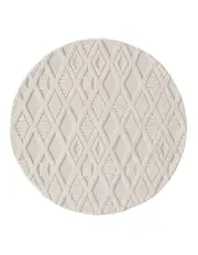 [Miss Amara] Kira Diamond Detail Textured Round Rug in Cream