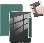 Case for 7" Kindle Paperwhite (12th Generation, 2024) with Hand Strap, Ultra Clear Soft Flexible Transparent TPU Back Cover Light Shell with Auto Wake/Sleep, Jade
