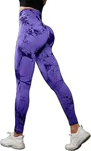 [Generic] Yoga Pants for Women Tummy Control Running Solid Color Work 2025 with Pockets, Purple, Large