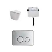 Zumi Java Concealed Cistern With Round Stainless Steel Satin Chrome Flush Plate And Pan WELS 4 Star 4.5L/Full
