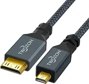 Twozoh Micro HDMI to Mini HDMI Cable, Mini HDMI Male to Micro HDMI Male Cable, Micro HDMI Type D Male to Mini HDMI Type C Male Cable Support 3D/4K 1080p 1.6Ft
