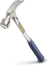 Estwing E3‐22S 22 oz Straight Claw Hammer with Smooth Face & Shock Reduction Grip, Silver