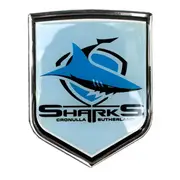 Cronulla Sharks NRL Lensed Chrome Decal Badge Cars, Bikes, Laptops, Most Things