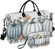 [YXYZRMY] Blue Pumpkins Halloween Travel Duffel Bag Gym Bag Sports Tote Bag with Multiple Interior Pockets Shoulder Weekender Bag for Women Men with Toiletry Bag 20.5”x 7.9”x 13.8”, Multi-Colored, one