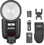 Godox V1Pro-S Round Head Camera Flash Speedlite for Sony, with Detachable Sub Flash SU-1, USB-C Charge Battery, 2.4G X Wireless HSS TTL Speedlight Flash for Sony a7IV a7III a7RIII a7RII a7c a6400
