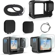 FitStill Black Silicone Protection Kit for Go Pro Hero 13 Black, Silicone Lens Cover, Screen Protector and Adjustable Strap, Accessory Kit for Go Pro Hero 13 Black