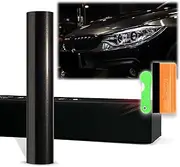12"x60" (1FTx5FT) Black PET Super Gloss Metallic High Glossy Vinyl Wrap Auto Car Sticker Decal Film Sheet Bubble Free Air Release Technology with Tool Kit