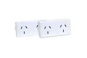 HPM 2 Pack Double Power Adaptor Side by Side Right and Left white
