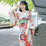 [JIMINISO] Japanese Dress Women Traditional Kimono Belt Sakura Yukata Geisha Costume Haori Bath Robe Oriental Elegant Cloth