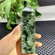 430g Natural Seraphinite Quartz Obelisk Crystal Energy Tower Point Reiki Decor