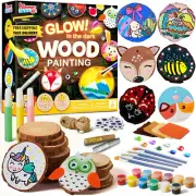 Wooden Painting Craft Kit-Glow in the Dark- Arts and Crafts for Kids Ages 6-12 W