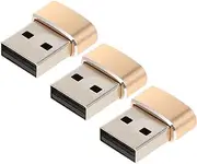 TEHAUX 3pcs Portable USB to Type C Adapter Lightweight Converter for Data Transfer Compatible with Tablets and Computers Fast Charging