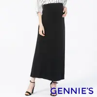 在飛比找PChome24h購物優惠-Gennies奇妮 簡約百搭小圓孕婦長裙(黑T7N01)