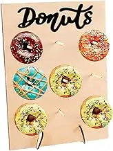 Donut Holder Stand Party, Wood Doughnut Rack for Wedding, 9-Peg Doughnut Display Board Dessert Table Decoration for Party, Wedding, Birthday