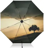 [PDZRMY] UV Protection Travel Umbrella Landscape Tree Clouds Compact for Rain and Sun - Auto Open and Close UPF 50+ Windproof Portable 46” Sun Umbrella for Women and Men