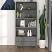 HAMAR Highboard Solid Wood Pine, Dark Grey Cabinet, Kitchen Buffet Storage, Dining Room Sideboard, Drawers Shelves, Modern Furniture