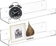 Floating Shelves Acrylic | Clear Wall Shelf Floating Shelves - 15-inch Wall Mounted Shelves, Toy Display Shelf, Picture Ledge Shelf for Kids Room