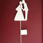 Cake Figurines Cupcake Decoration Topper Stick Pick Bride and Groom Kiss 33 CM