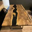 60"x30" Black Epoxy Table Top, Epoxy Dining Table, Walnut Wood Epoxy Table