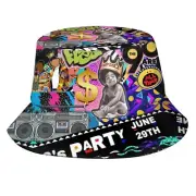 Vintage Style Retro 80s 90s Pattern Design Bucket Hat Funny Summer Unisex Pri...