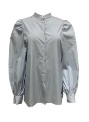 Max Mara Women's Blue Alpe Cotton Long Sleeve Shirt Size 10 NWT