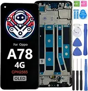 iYAiYO Screen Replacement LCD Touch Screen for Oppo A78 4G CPH2565 OLED with Frame Pre-Assembled Display with Tools
