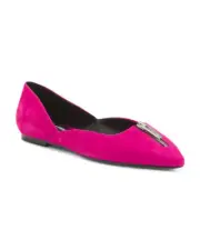 NEW NINE WEST PINK LEATHER SUEDE POINTY FLAT PUMPS SIZE 8 M