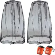 Mosquito Head Net with Hat Protection, 2 Pack, Ultra-Fine Mesh, Black, Large Coverage for Outdoor Activities