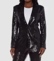 Alex & Sophia Black Sequined Blazer Jacket Juniors' Size 7/8