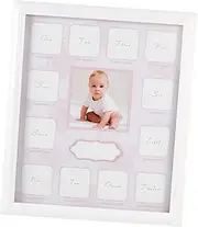 Hoement Baby Boy Photo Frame Newborn Keepsake 12 Months Growth Record Frame Pink Edges