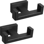 Bath Double Towel Hook- SUS304 Stainless Steel Square Robe Towel Holder, Heavy D