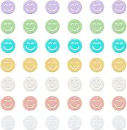 [HOBBIESAY] 42Pcs 7 Colors Smiling Face Charm Happy Cute Face Charms Cute Round Happy Pendants Smile Face Dangle Pendant Cute Smile Happy Face DIY Jewelry Making Earrings Necklace Bracelets