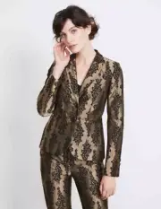 Boden Jacquard Party Blazer Gold UK 14 CS7 AA 01