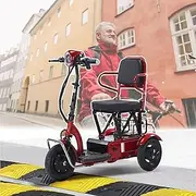 GCLCPAEN Folding Electric Tricycle,For Elderly,300W 48V 12AH Lead-Acid Batteries,Climbing 15°,18km/H,40km Endurance,10 Inch Tire,Front Fork Shock Absorber,With Basket,Convenient Travel,For Commuting