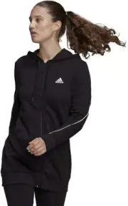 adidas Women's L LARGE Essentials Giant Logo Full-Zip Hoodie BLACK/WHITE GM5545